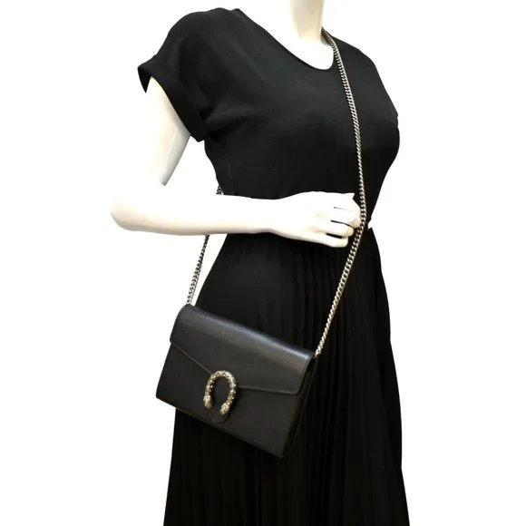 GUCCI  Dionysus Leather Crossbody Bag Black - Picture 2 of 13